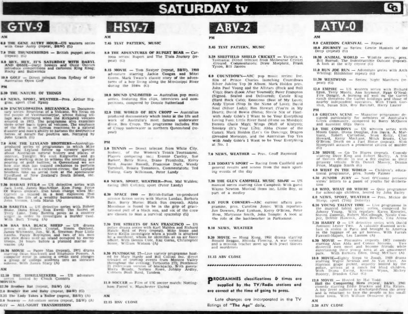 Saturday TV - November 19, 1977