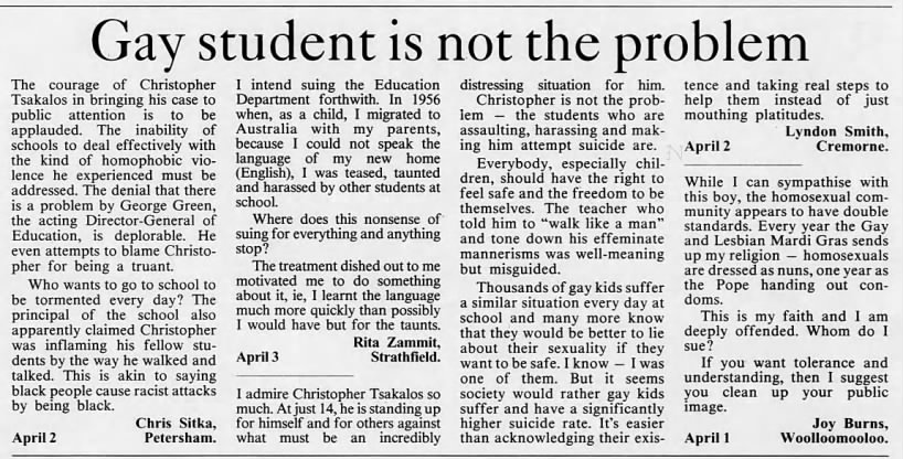 Gay student is not the problem