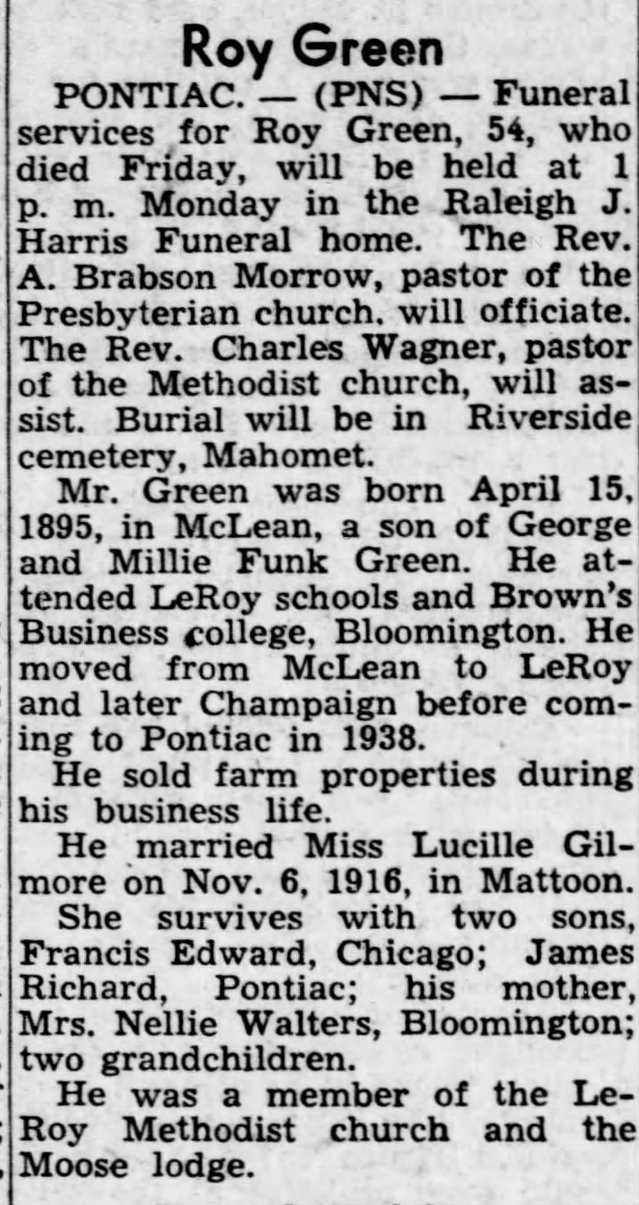 Roy Green Obituary