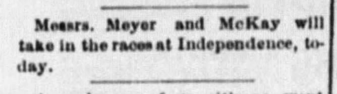 Addison Hills McKay (likely) taking in "the races" at Independence, Kansas - May 27, 1887