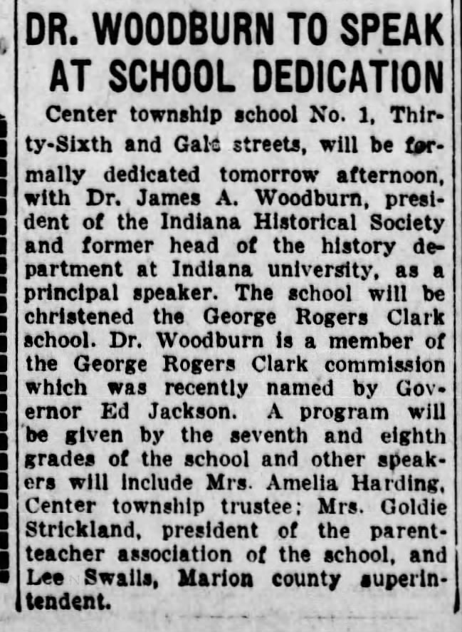 George Rogers Clark School Indianapolis Dedication March 31 1927 Page 3