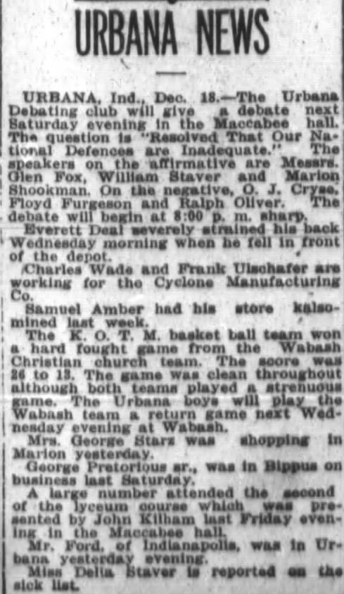 Urbana News from Ft Wayne Journal-Gazette Dec 19 1915 page 40