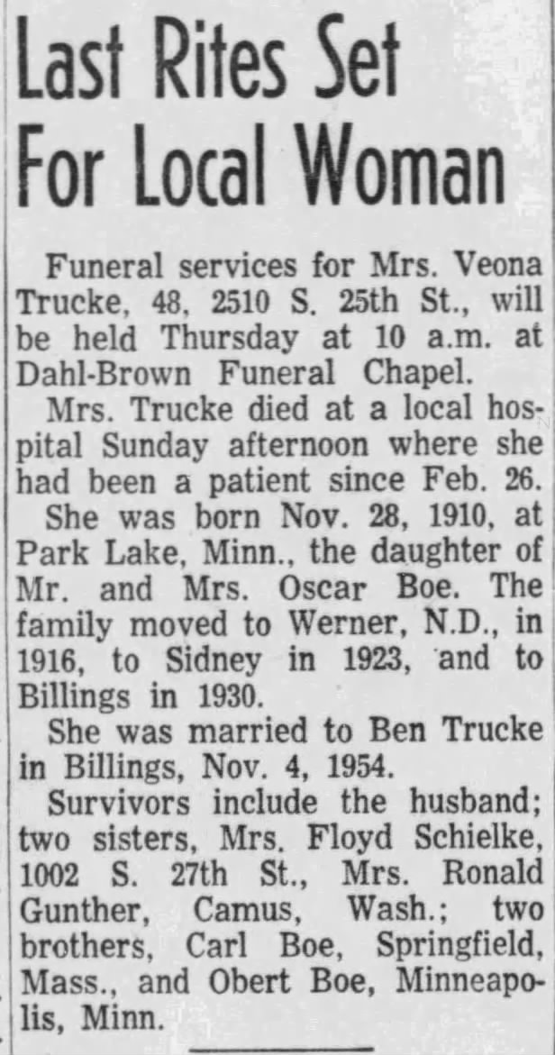 Obituary for Veona Trucke (Aged 48)