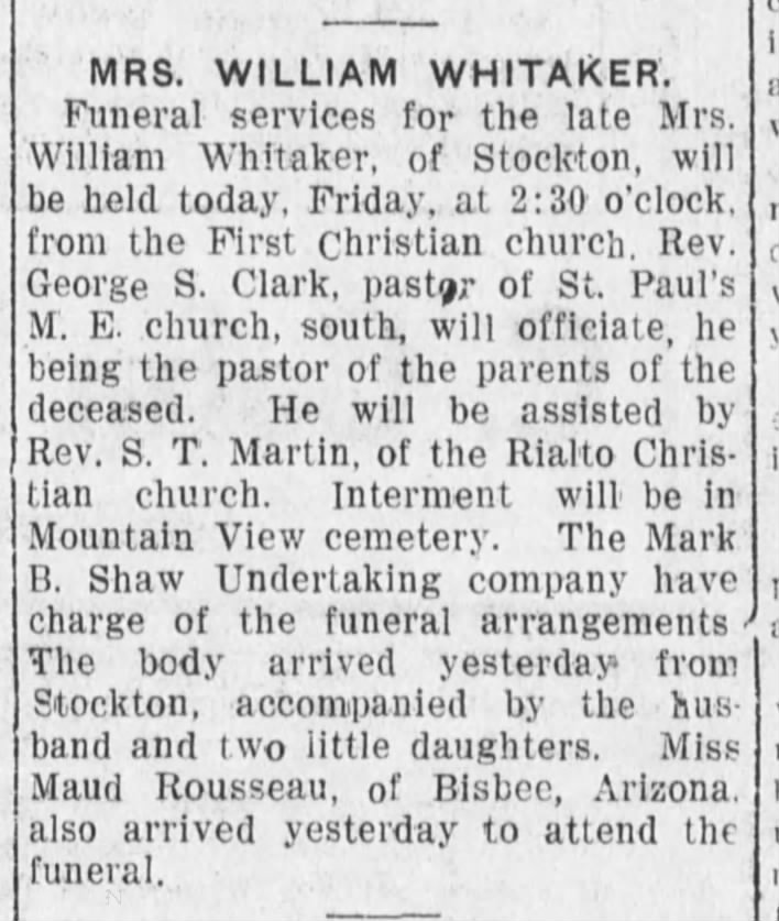 1912-06-28 WHITAKER WILLIAM MRS FUNERAL SERVICES