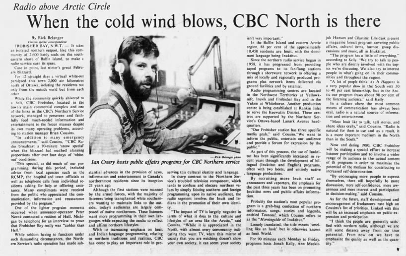CBC radio above the Arctic Circle 1979