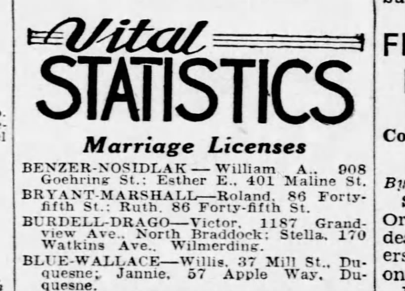 Marriage License Burdell - Drago
