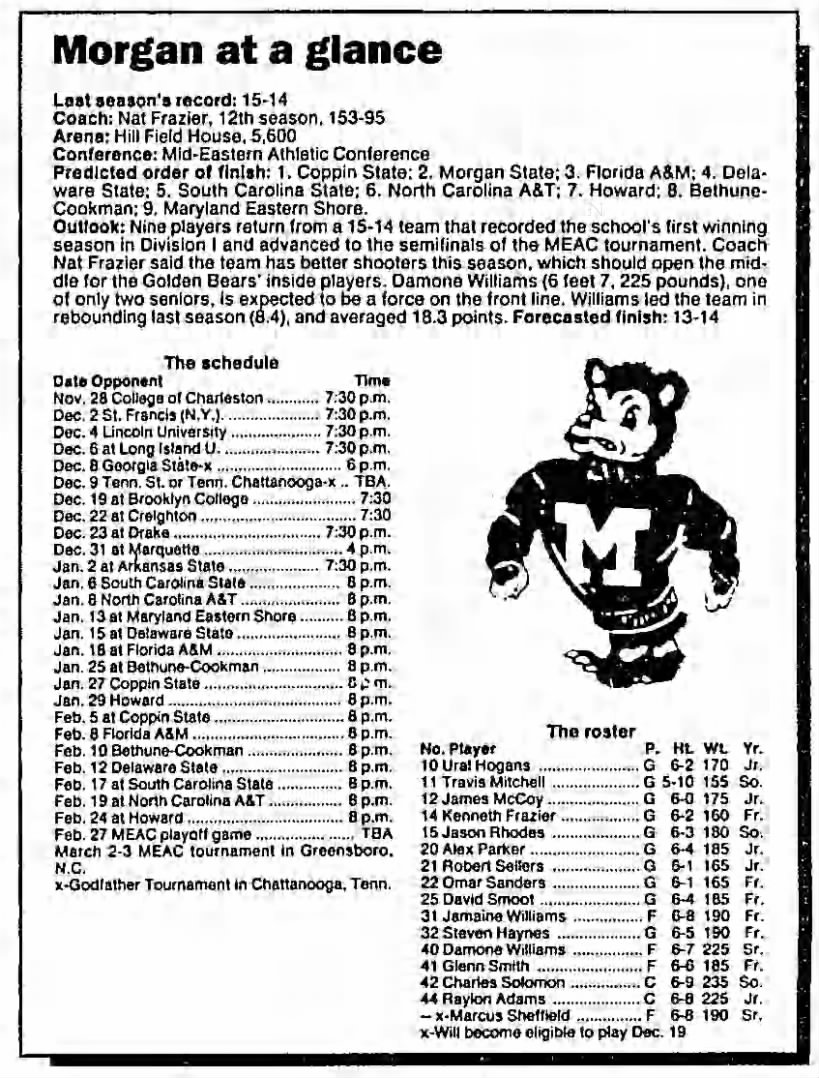 1989-90 Morgan State schedule and roster