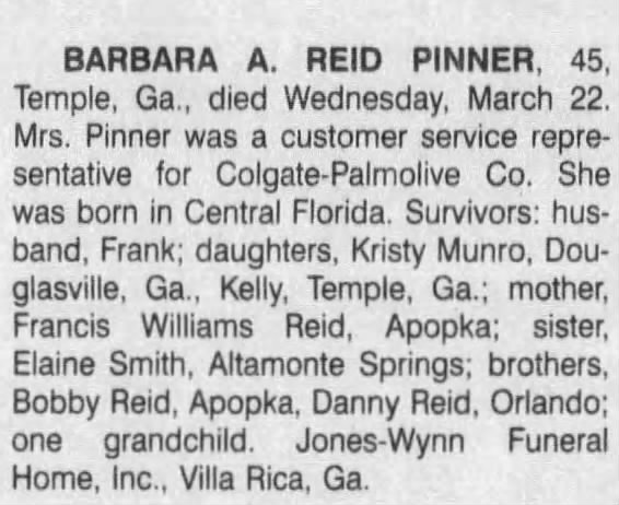 Obituary-Barbara Reid Pinner