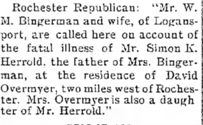 Simon K. Herrold-fatal illness-7 May 1898