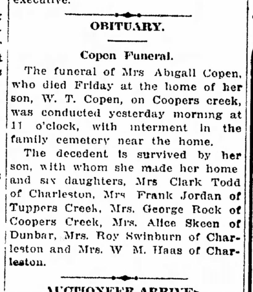 Abigail Hall Copen Obituary