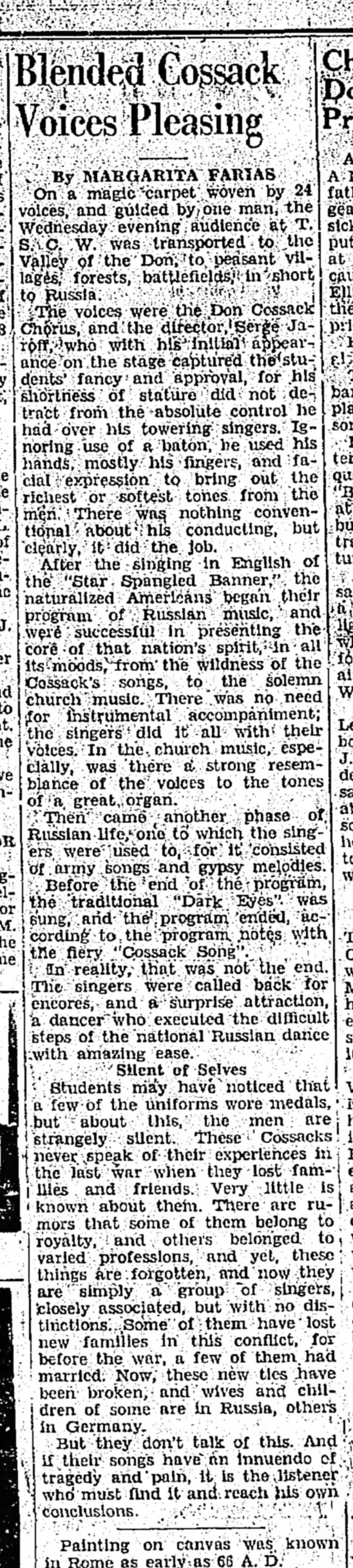 Jaroff choir in Denton January 17 1945-interesting details--TWU concert
