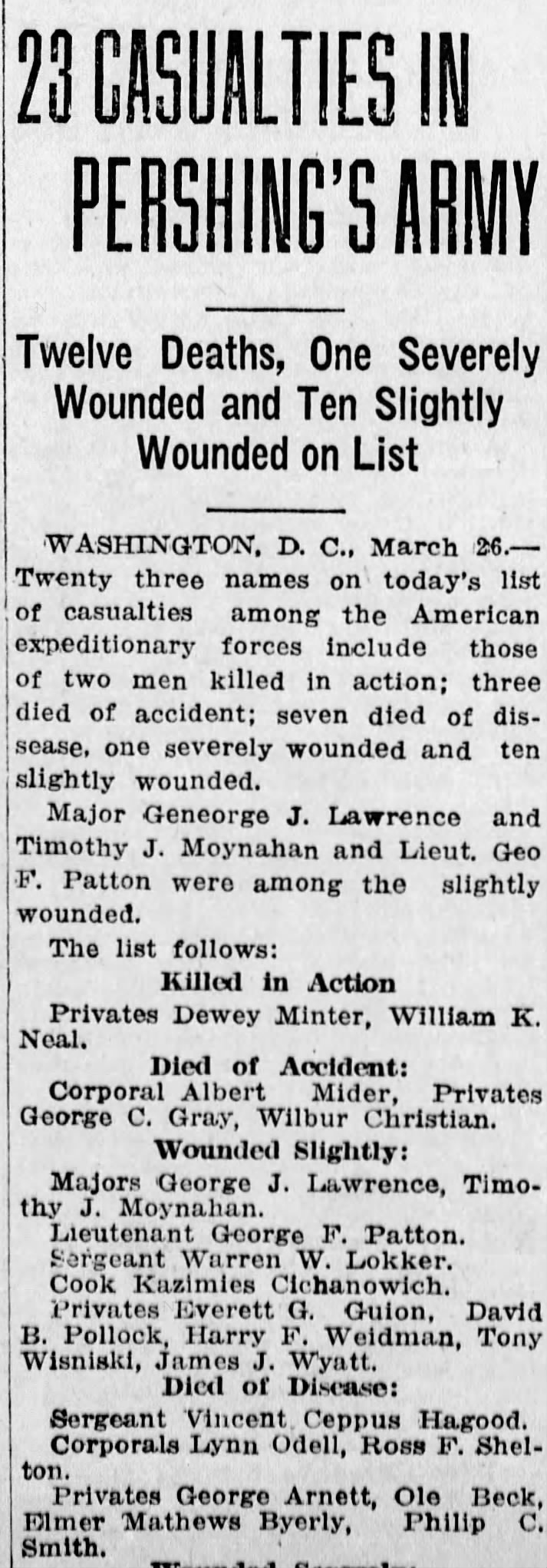 Died of Disease in Army- 1918