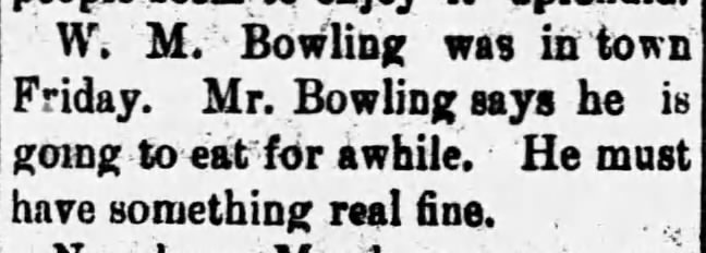Will M Bowling 1909