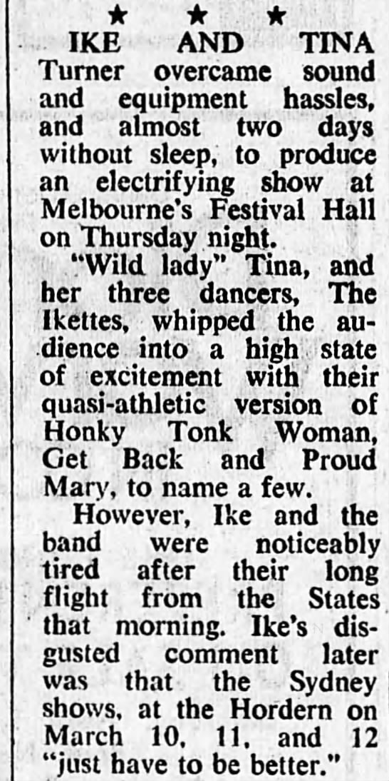 Ike and Tina Turner at Festival Hall - February 27, 1975