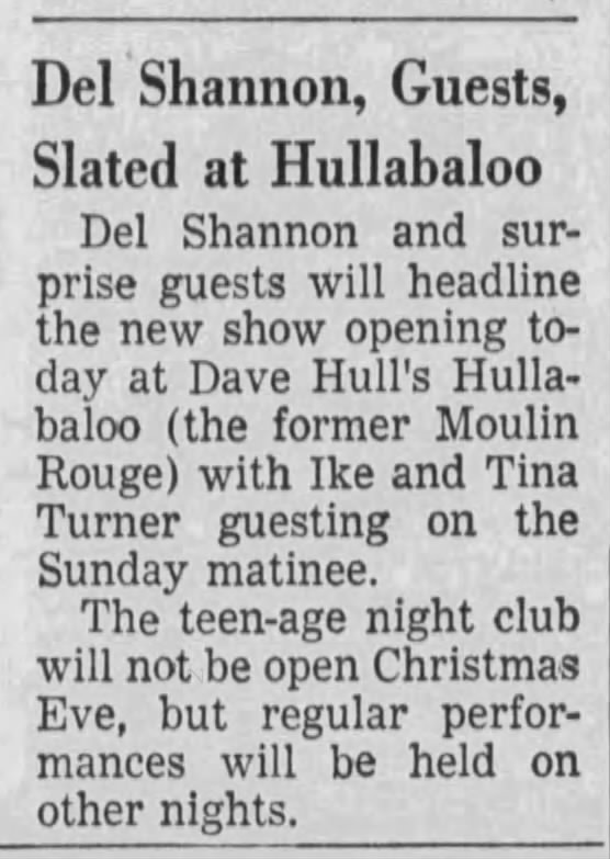 Del Shannon / Ike & Tina Turner at Hullabaloo - December 1965