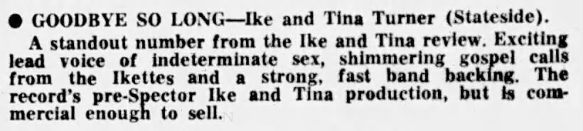 Ike & Tina Turner - "Goodbye, So Long" Review