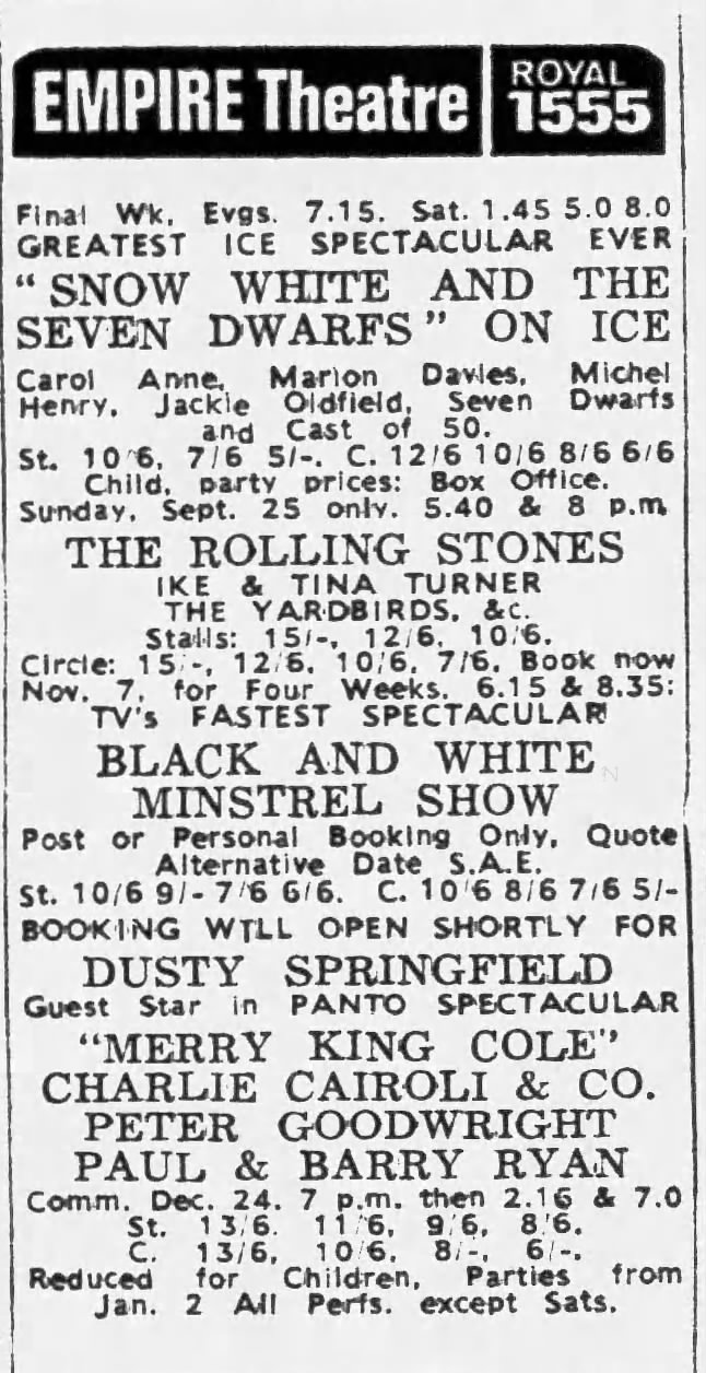 The Rolling Stones / Ike & Tina Turner / The Yardbirds at Empire Theatre - Sept. 25, 1966