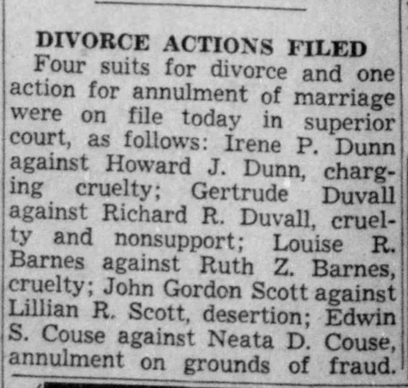 divorce - Dunn, Howard 1940