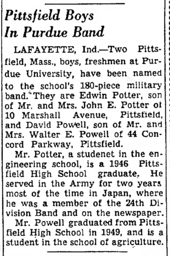 Edwin J Potter - Purdue Band - 10-14-1949