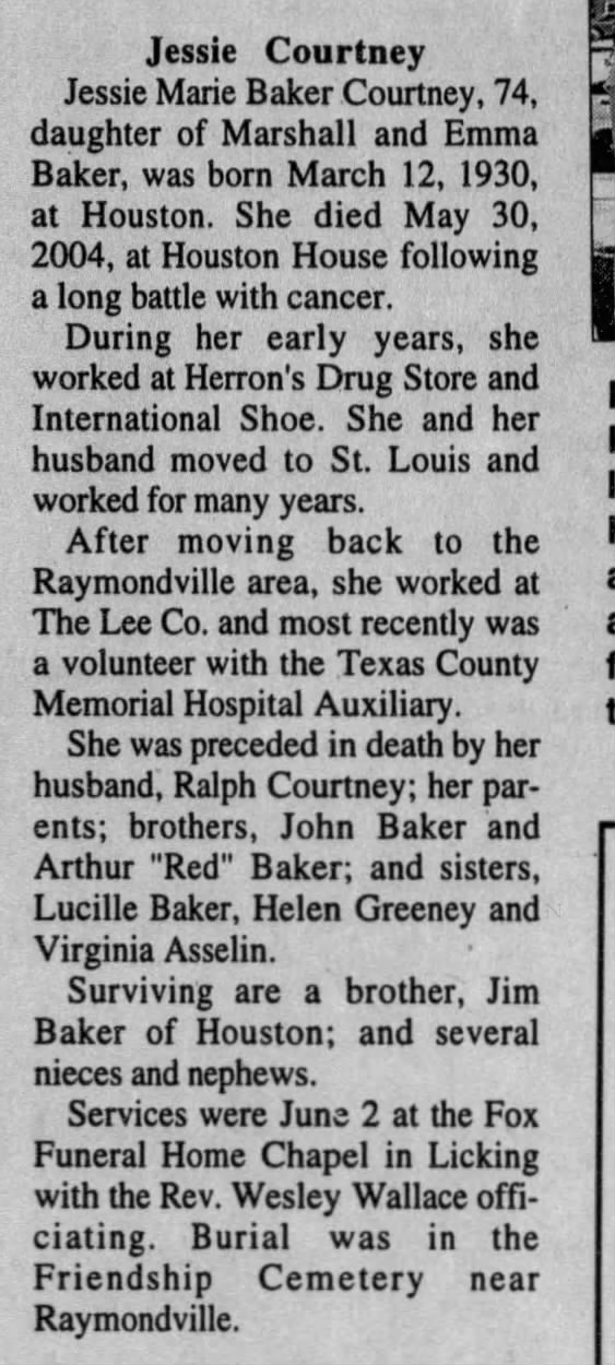 Jessie Courtney Obituary