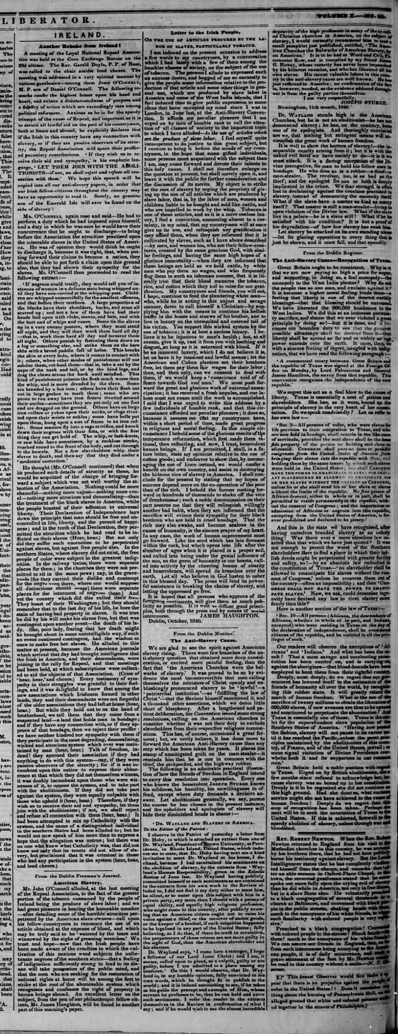 THE LIBERATOR, CHRISTMAS DAY, 25 DEC 1840, PAGE 2, SECTION 2