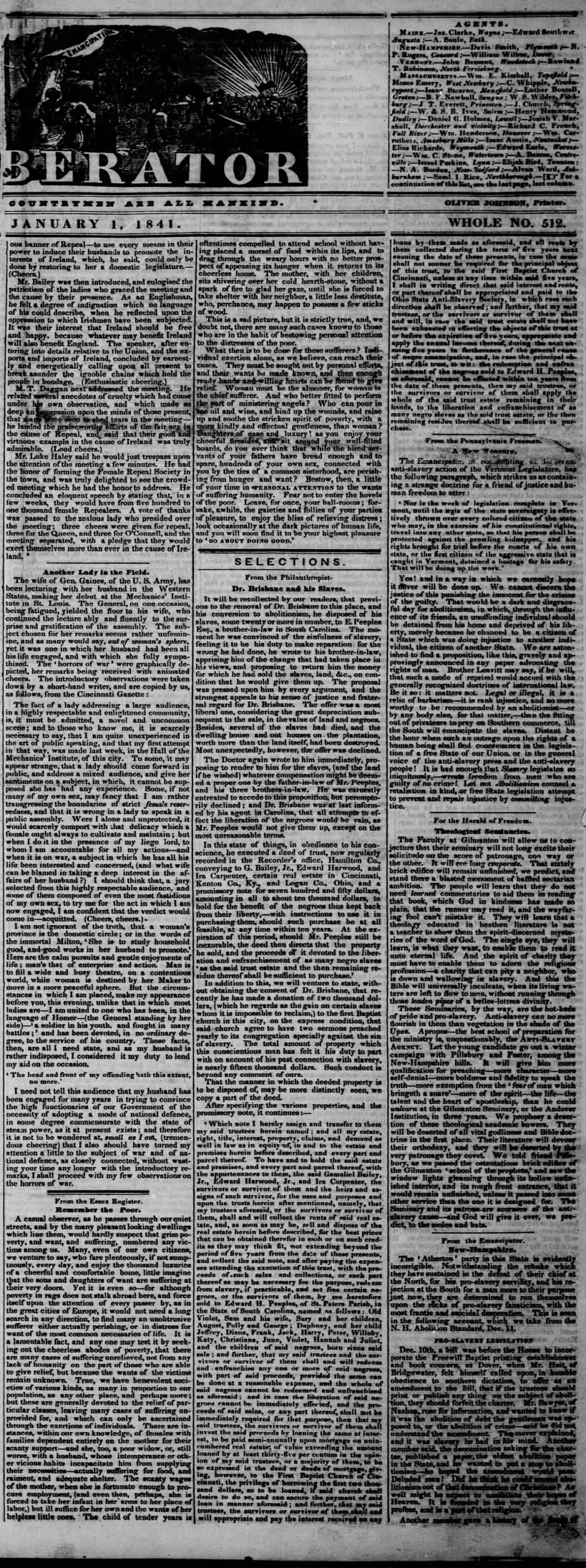 01 JAN 1841 FRI, THE LIBERATOR, PAGE 1, SECTION 2