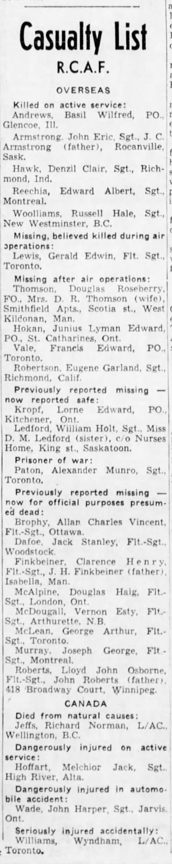 The Winnipeg Tribune 6 Nov 1942