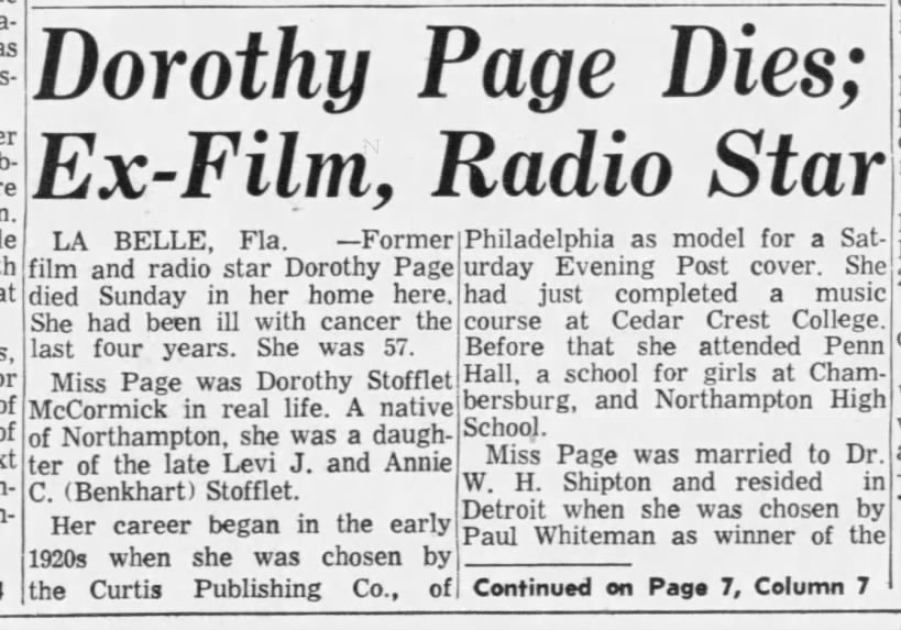Dorothy Page Dies