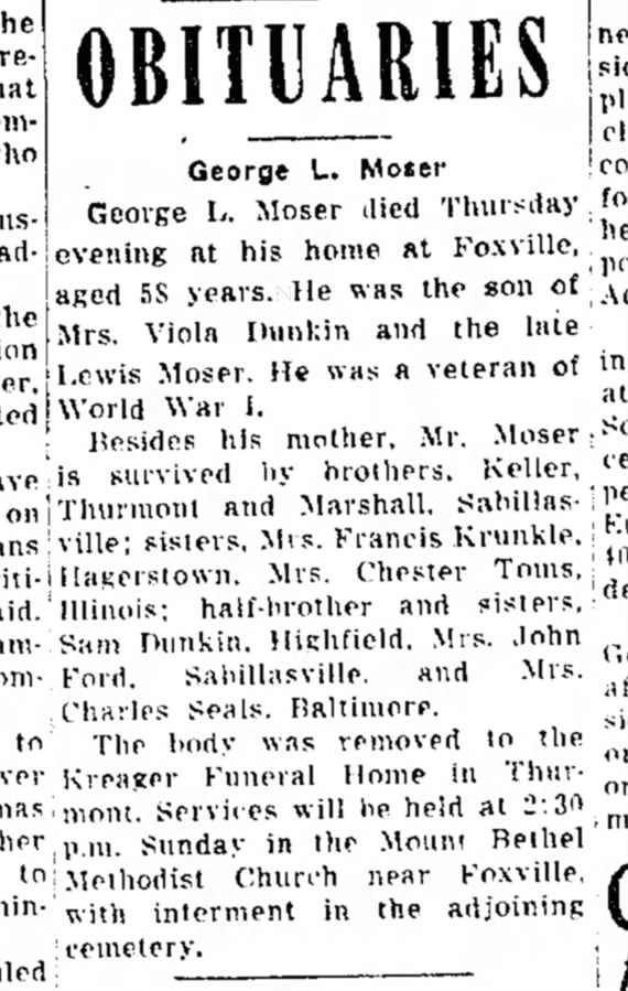 Obituary for George Moser