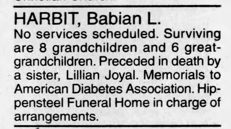 Babian's obituary