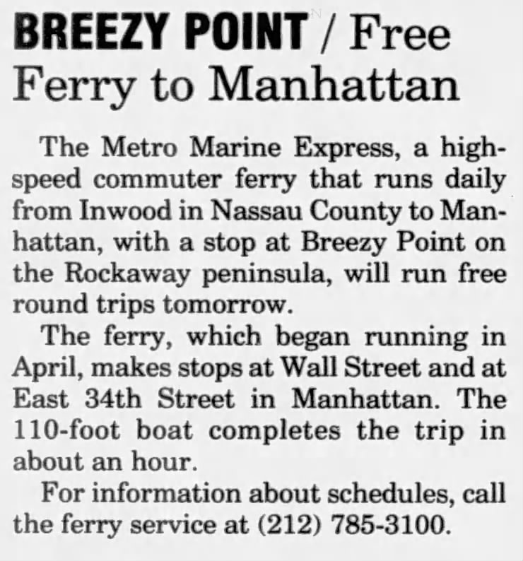 Free Ferry to Manhattan