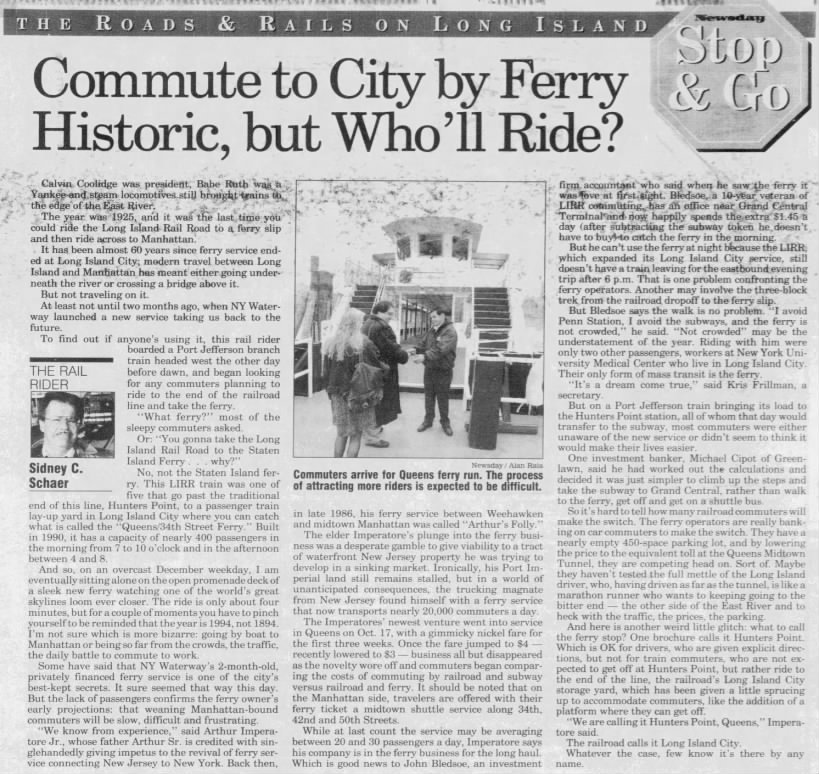 Commute to City by Ferry Historic, but Who'll Ride?