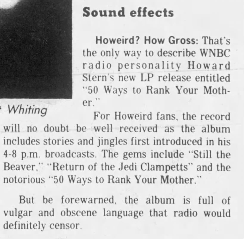 Howard Stern - 50 Ways to Rank Your Mother (1983)