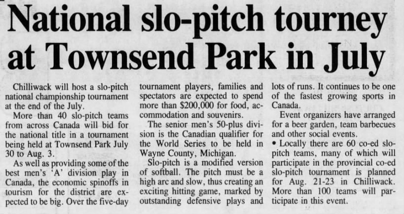 National Slo-Pitch Tourney at Townsend