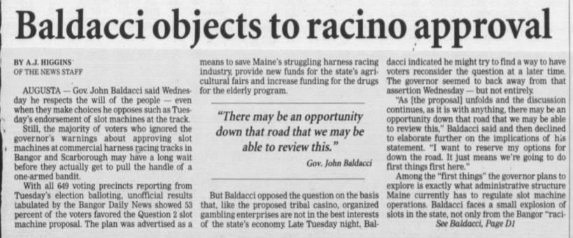 Maine approves "racino"