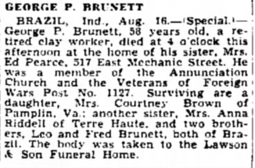 George P. Brunett OBIT 1949