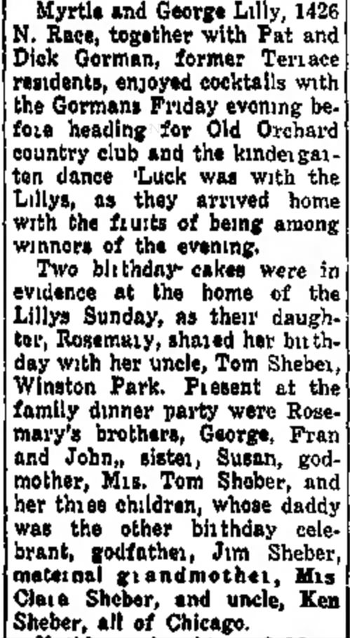 Rose Lilly Birthday - Daily Herald 12-10-1959