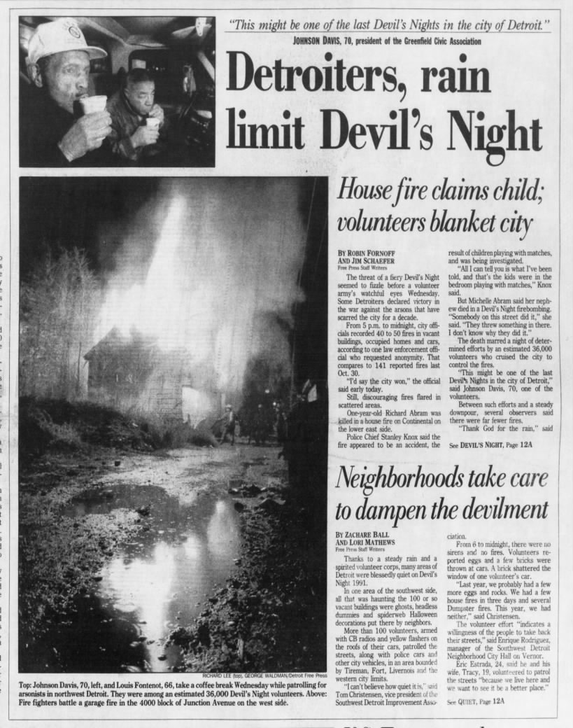 Rain, Detroiters limit Devil's Night (1 of 2)