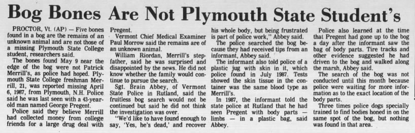 Bog Search for Patrick Merrill, May 1990