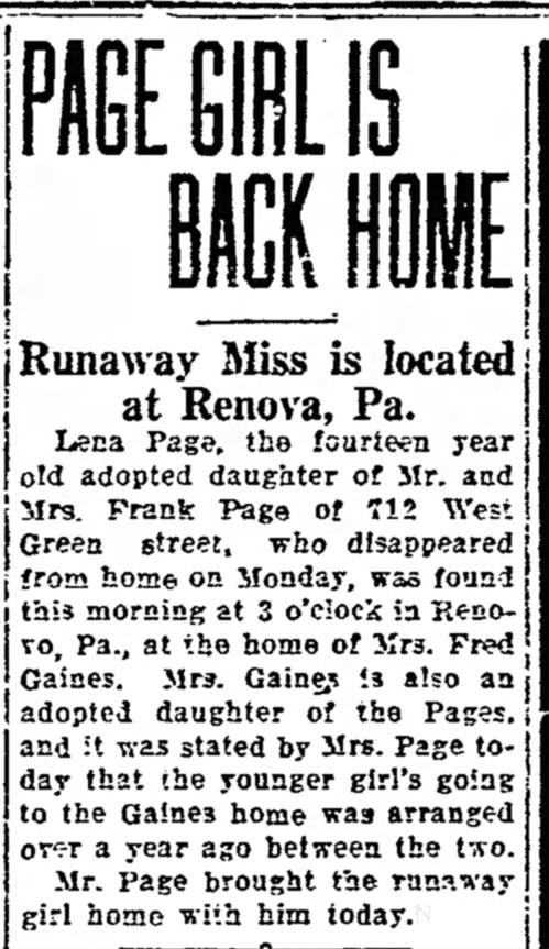 Lena Page found and returned home