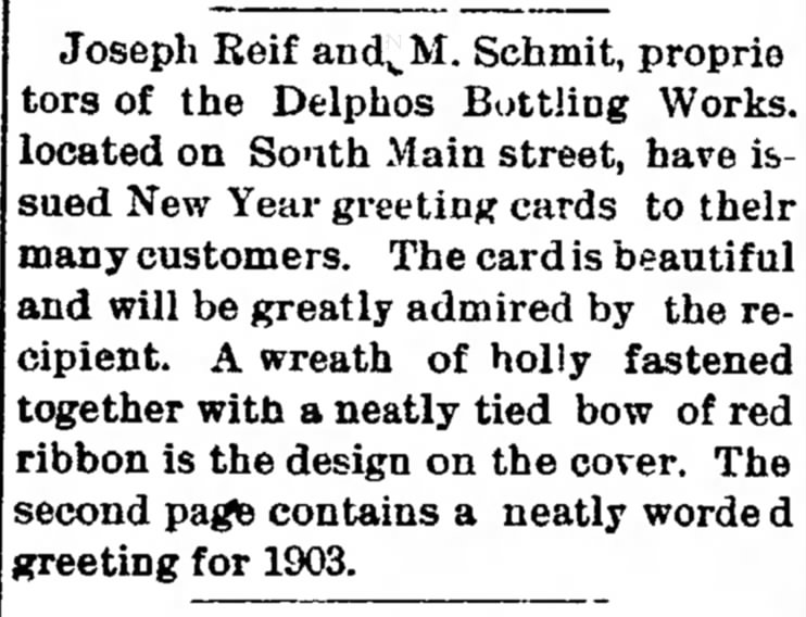 Delphos Bottling Works Jan 1, 1903
