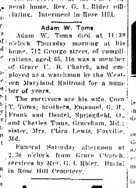 Adam W Toms 10/4/1936