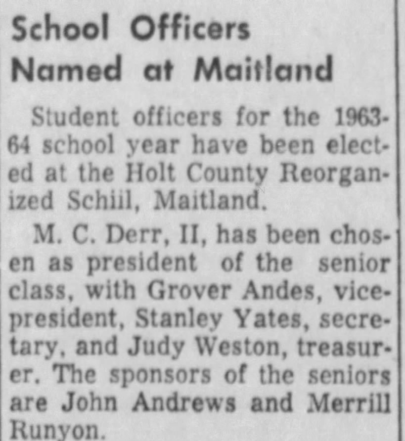 m.c. president 
Sep 16 1963 pg 4 maryville Daily Forum