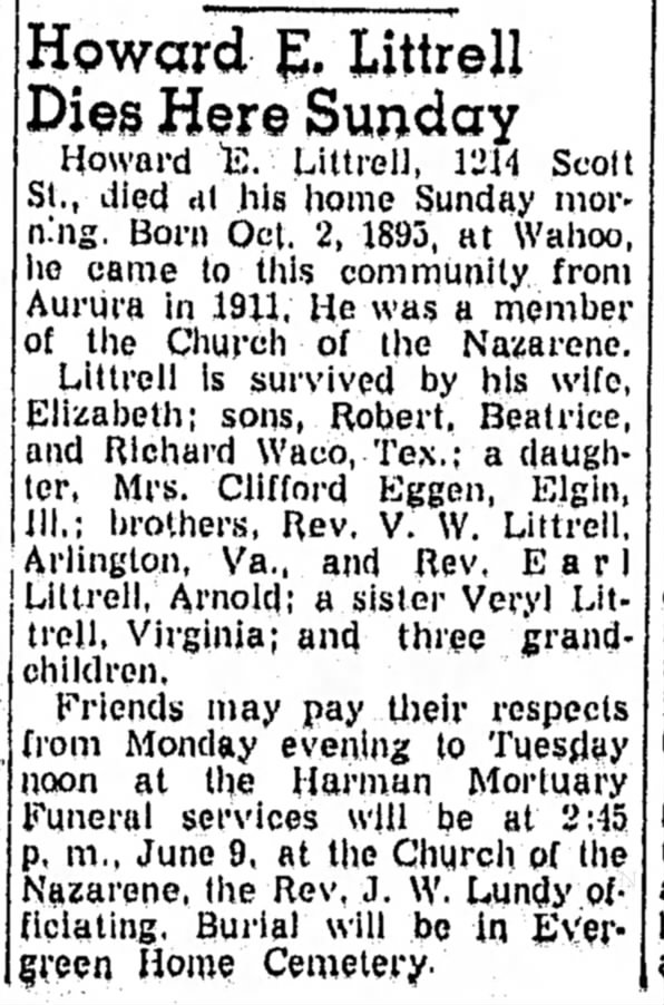 Howard E. Littrell Dies