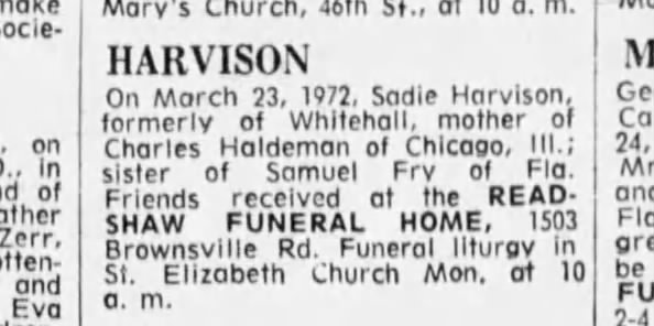Sadie Harvison Death