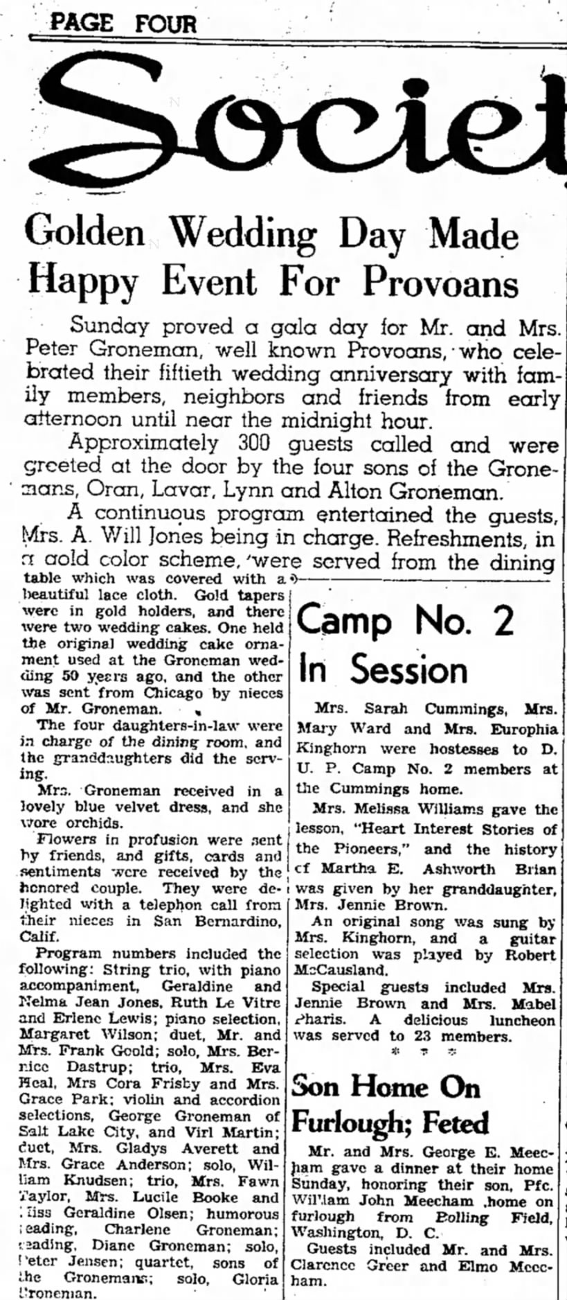 Peter Groneman 50th Anniversary Report, Daily Herald, 17 May 1943, P4