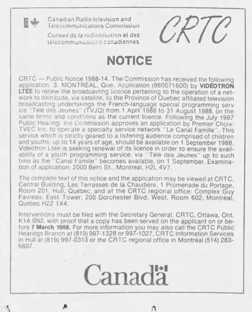 CRTC Notice