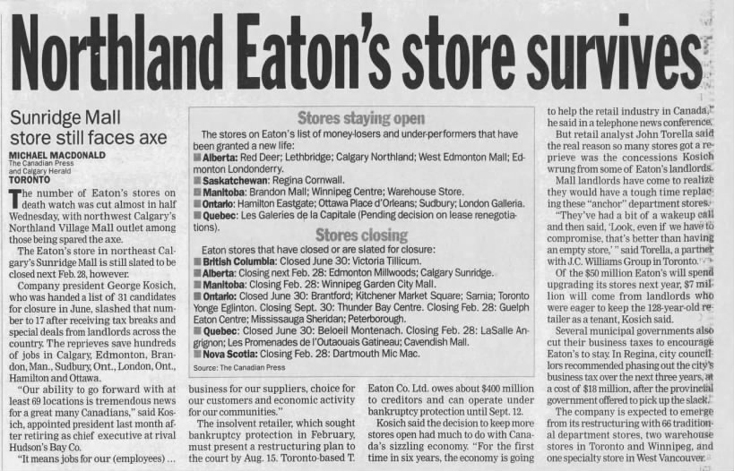 Northland Eaton's store survives