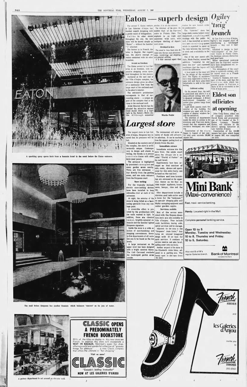 Eaton's and Simpson's Galeries d'Anjou page (Montreal Star 1968)