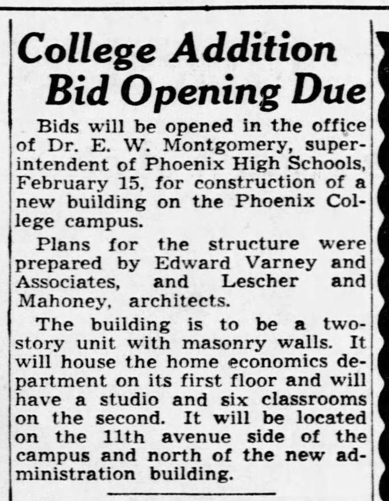 Edward Varney and Associates - Phoenix College Addition - 1/23/1949